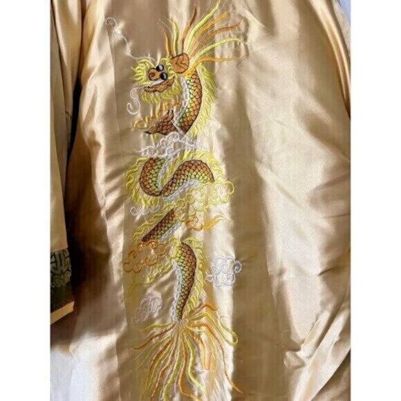 Vintage Silk Dragon Reversible Kimono Housecoat Robe Direct from Saigon Large - Picture 9 of 9